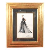 Vintage Original Valentino Gouache Illustration (Framed)