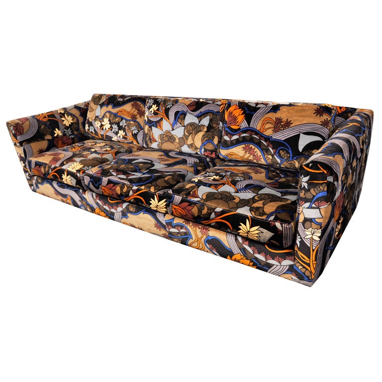 Harvey Probber sofa in Jack Lenor Larsen