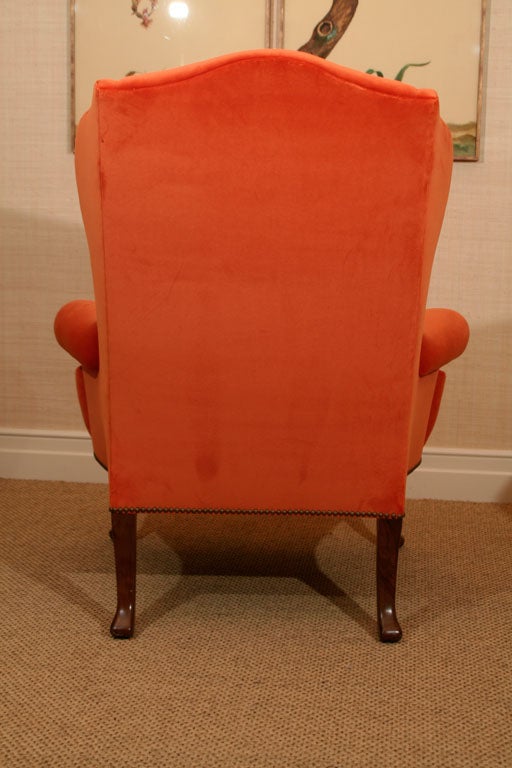 Late 19th Century Walnut Wing Armchair on Moulded Cabriole Legs 2