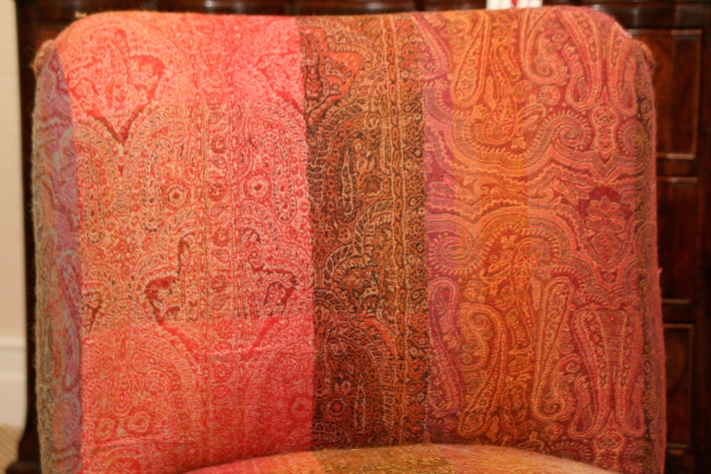 19th Century A Pair of Napoleon III Chauffeuses with Paisley Upholstery