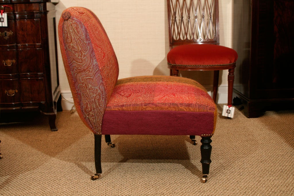 A Pair of Napoleon III Chauffeuses with Paisley Upholstery 2