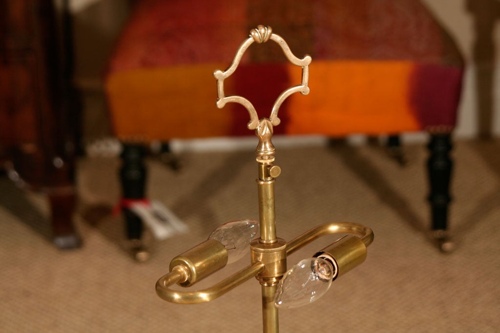 18th Century and Earlier An 18th Century Italian Brass Oil Lamp with Tartan Shade