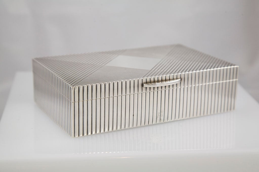 Handsome English sterling silver box, with silver stamps dating the box to 1946 and marked 