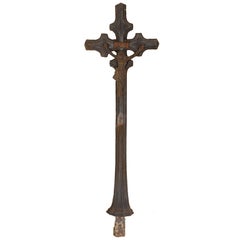 Antique Cast Iron Crucifix, 71" High
