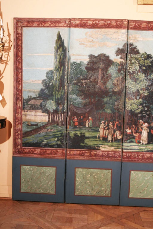 Dufour French Wallpaper Panel Screen, Circa 1815 In Good Condition In Lake Forest, IL