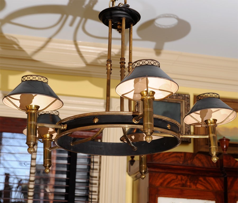 French Brass and Tole Chandelier