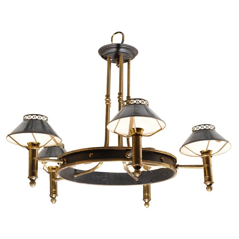 Brass and Tole Chandelier