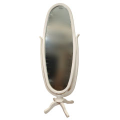Antique c1900 White Painted Cheval Mirror