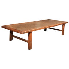 Antique Elmwood Table w/ Bamboo Top