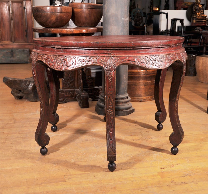 Round Center Table with Carved Detailing