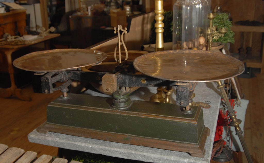Antique, massive cast iron scale scale from store