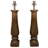 Pair cement table lamps Used Pair cement table lamps