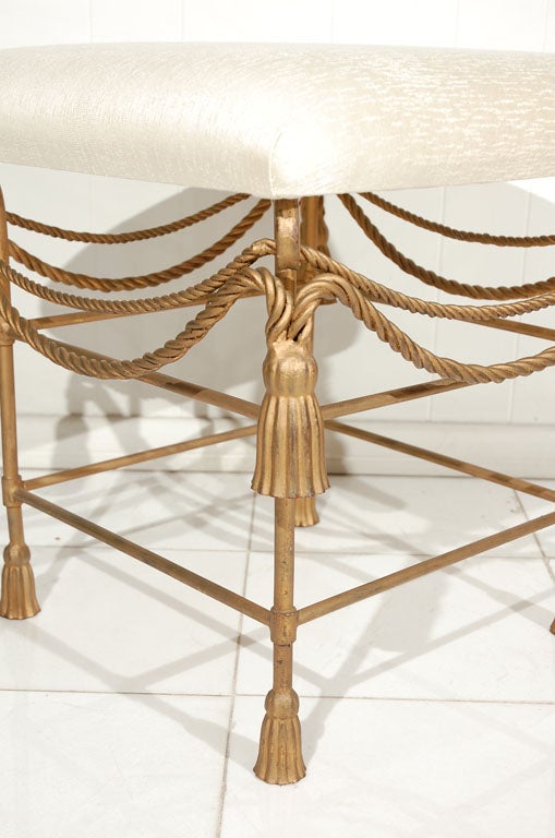 Gold Painted Rope and Tassel Stool/Bench