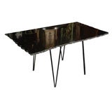 Free Edge Cut Black Granite Top Table with Iron Base