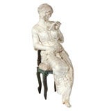C, 1900 Marble Woman Seated  on Bronze Chair/ Marble Base