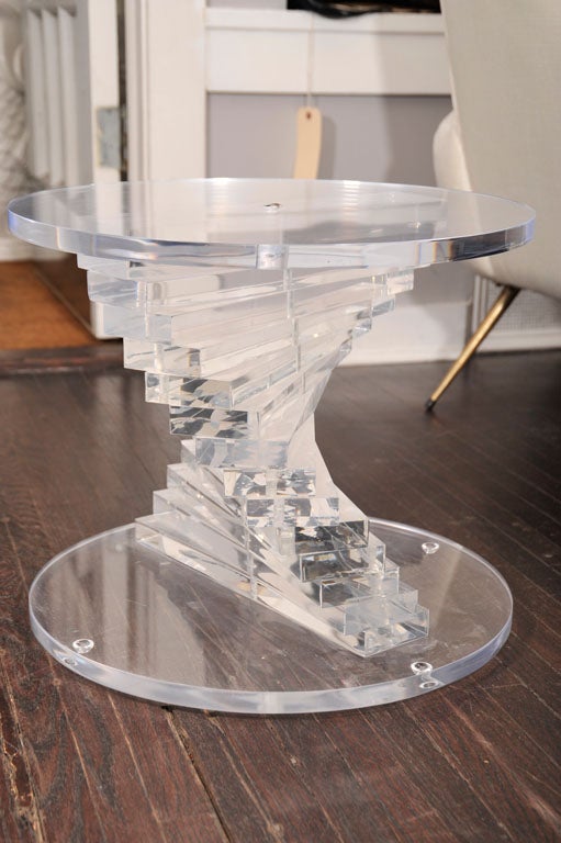 Lucite SPIRAL STACKED LUCITE COFFEE TABLE BASE