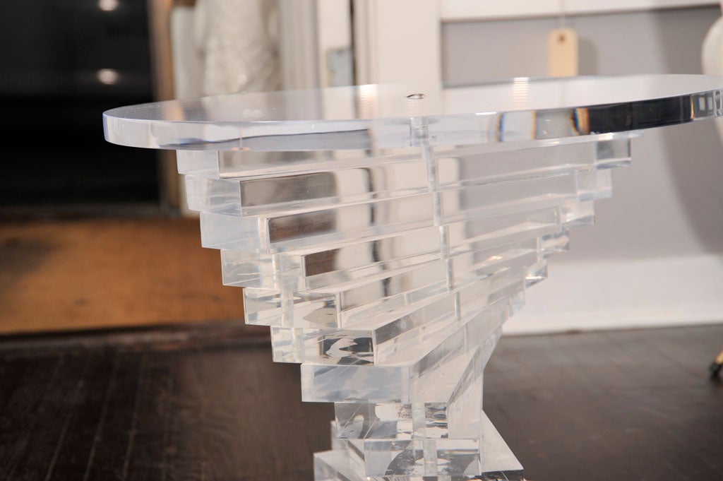 SPIRAL STACKED LUCITE COFFEE TABLE BASE 1