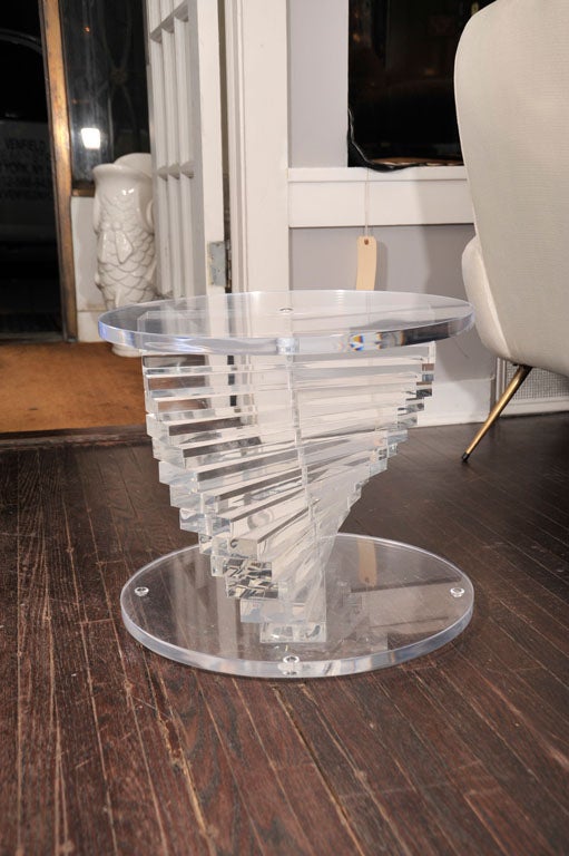 SPIRAL STACKED LUCITE COFFEE TABLE BASE 4