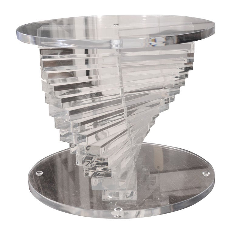 SPIRAL STACKED LUCITE COFFEE TABLE BASE
