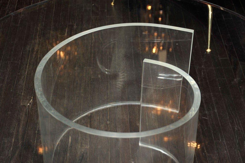 Vladimir Kagan curved lucite base coffee table with a glass top