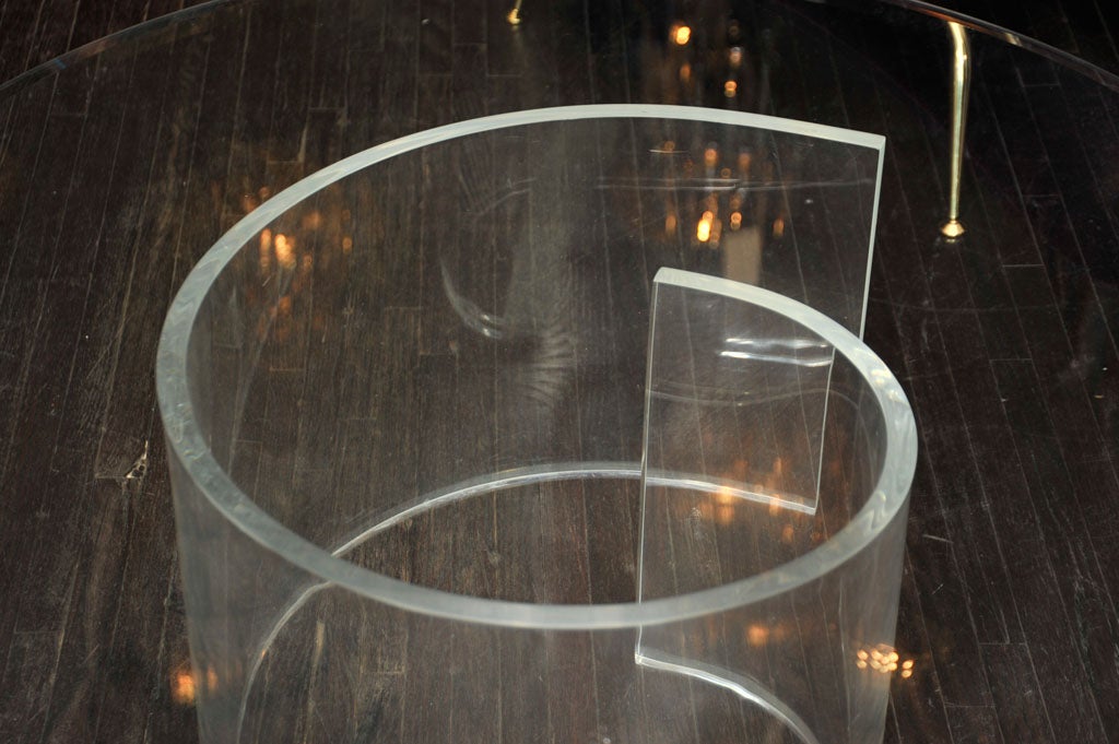 VLADIMIR KAGAN CURVED LUCITE BASE COFFEE TABLE