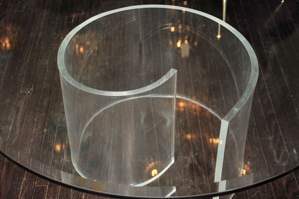 Lucite VLADIMIR KAGAN CURVED LUCITE BASE COFFEE TABLE