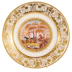 Vintage A Pair of Derby Dishes with Hunting Scenes