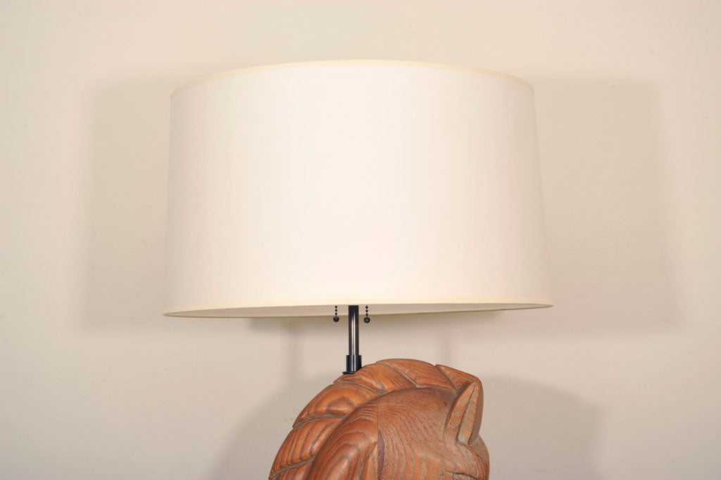 American A Billy Haines style Wooden Horse Head Table Lamp.