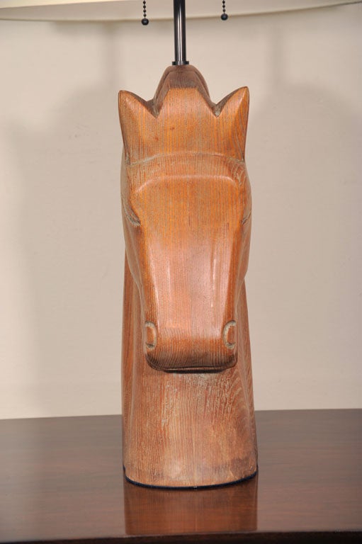 A Billy Haines style Wooden Horse Head Table Lamp. 1