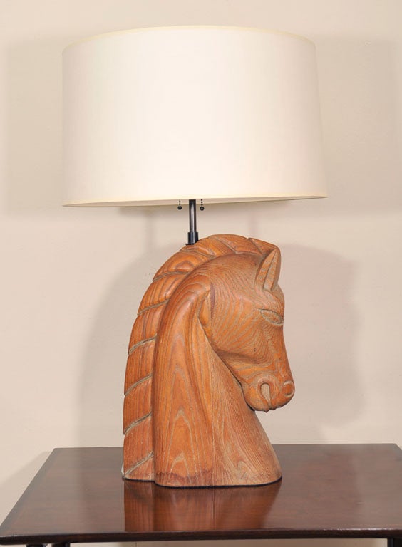 A Billy Haines style Wooden Horse Head Table Lamp. 2