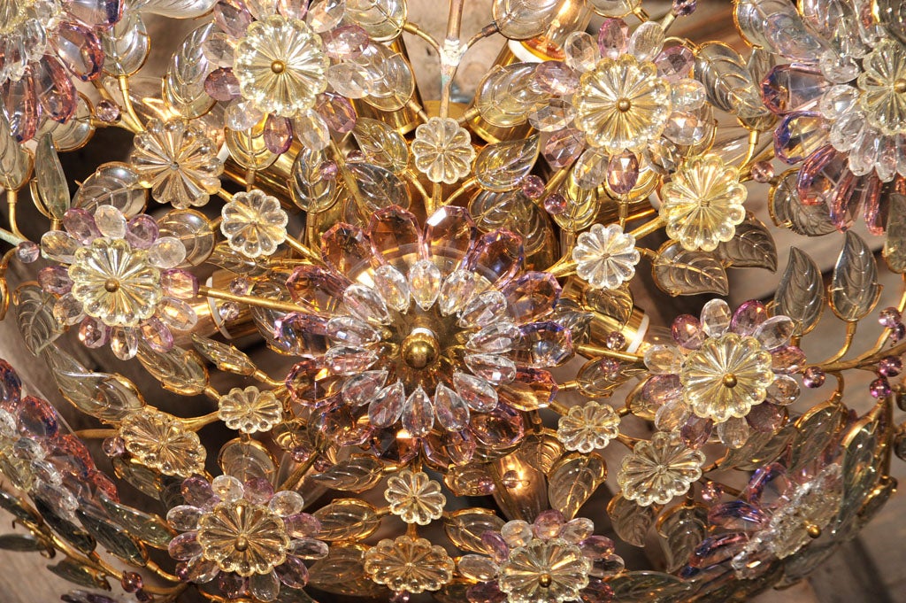 1940's Colored Cut Glass Ceiling Light by Maison Bagues