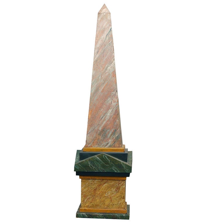 Great tole painted faux marble archetectual obelisk