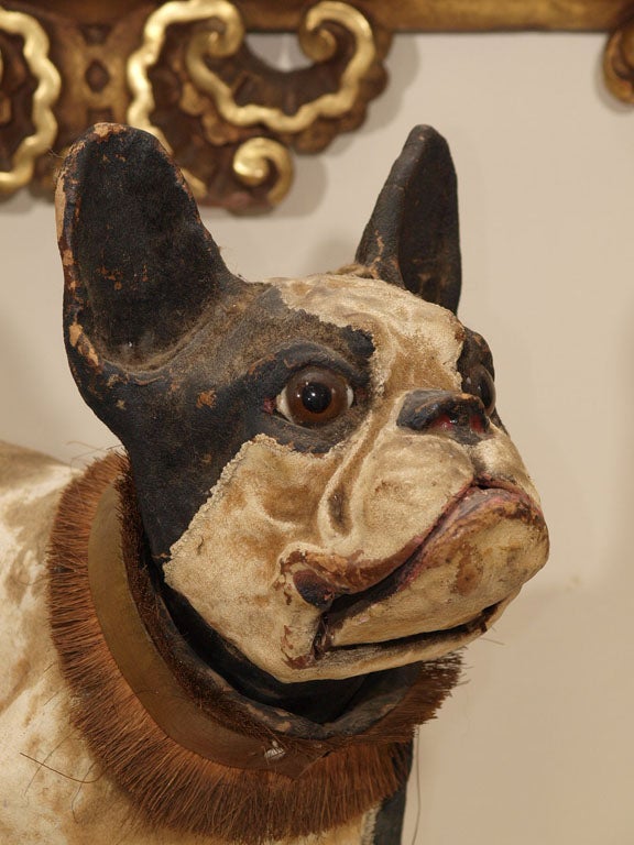 TALKING PAPIER MACHE FRENCH BULLDOG PULL TOY at 1stDibs paper mache