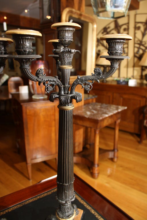 Paire de chandeliers à quatre lumières Empire du XIXe siècle de style IIe siècle    en vente 1