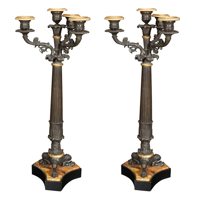 Pair of 19th Century II Empire Four-Light Candleabra   