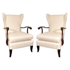 Pair of 20th Century Wing Chairs With Modified Sides