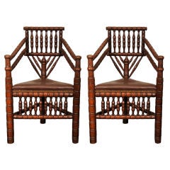 Antique Pair of Mid-19th Century Walnut Carved Turner Chairs