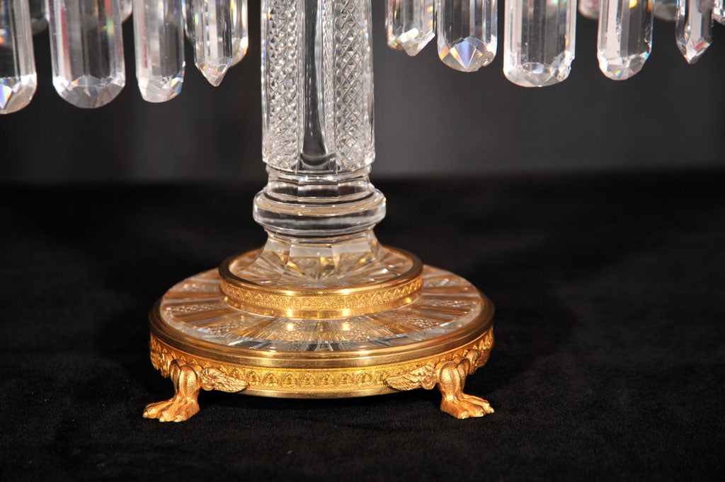 19th Century Pair of English Regency crystal candelabra For Sale