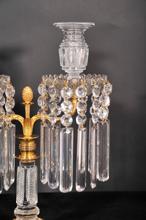 Pair of English Regency crystal candelabra For Sale 1