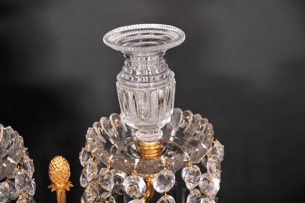 Pair of English Regency crystal candelabra For Sale 2