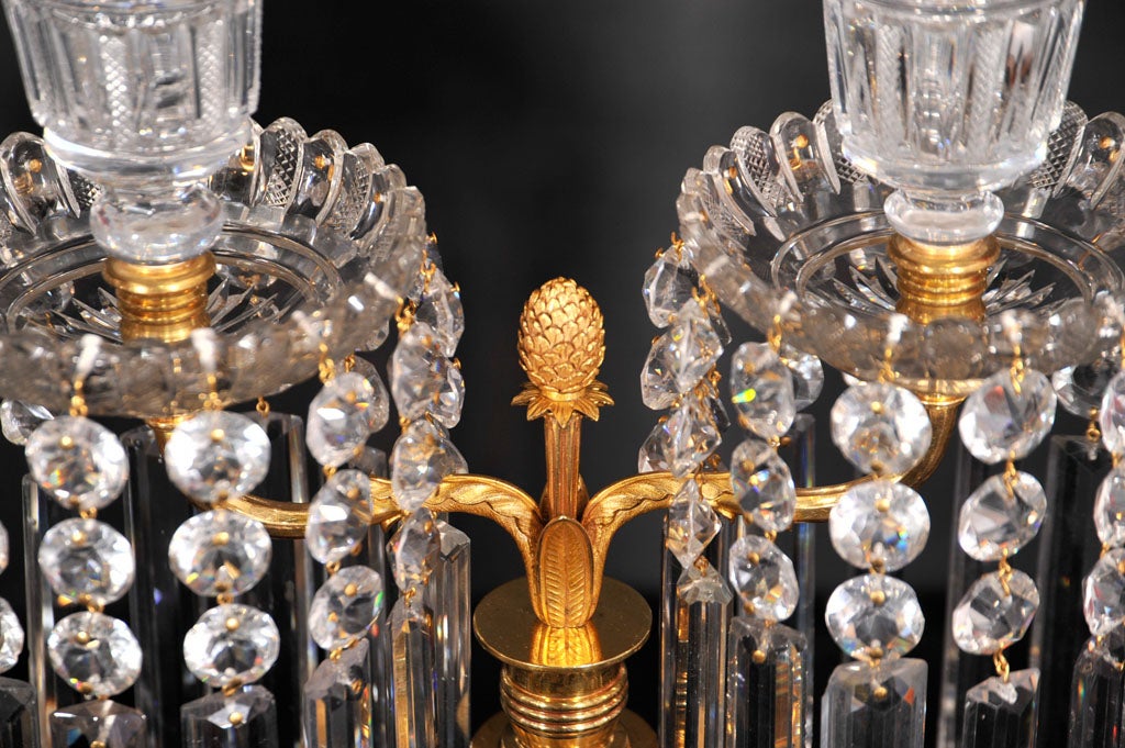 Pair of English Regency crystal candelabra For Sale 3