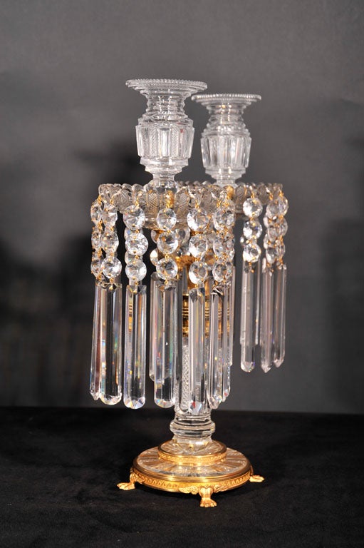 Pair of English Regency crystal candelabra For Sale 5