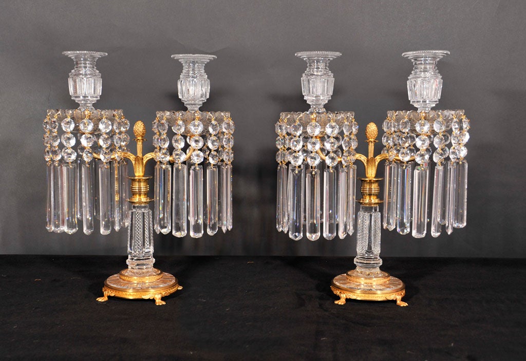 Pair of English Regency crystal candelabra For Sale 6