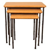 Nest of 3 Oak and Iron Tables