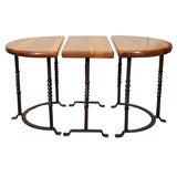 Group of 3 Oak and Iron Tables