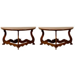 Pair of large 18th century Italian Consoles in Walnut 1