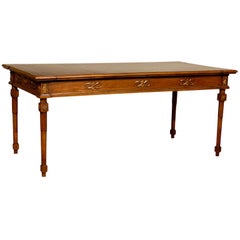 Large Neoclassical Italian Writing Table with Leather Top.