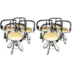 Set of 8 Wrought Iron Swivel Chairs
