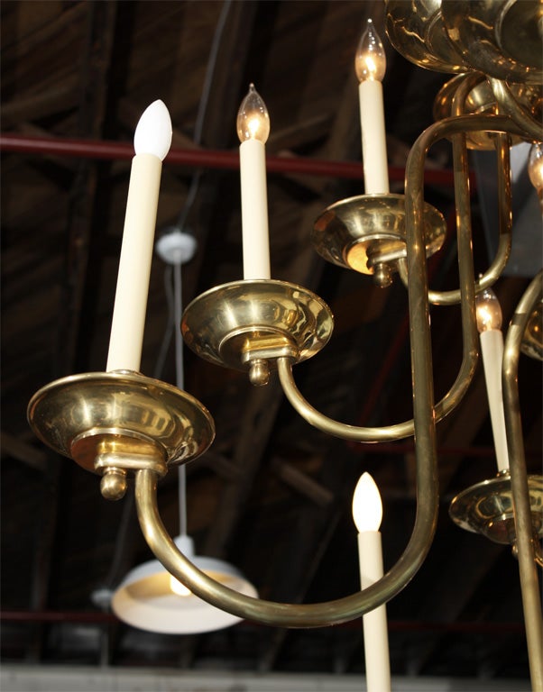 Monumental Georgian Style Brass Chandelier