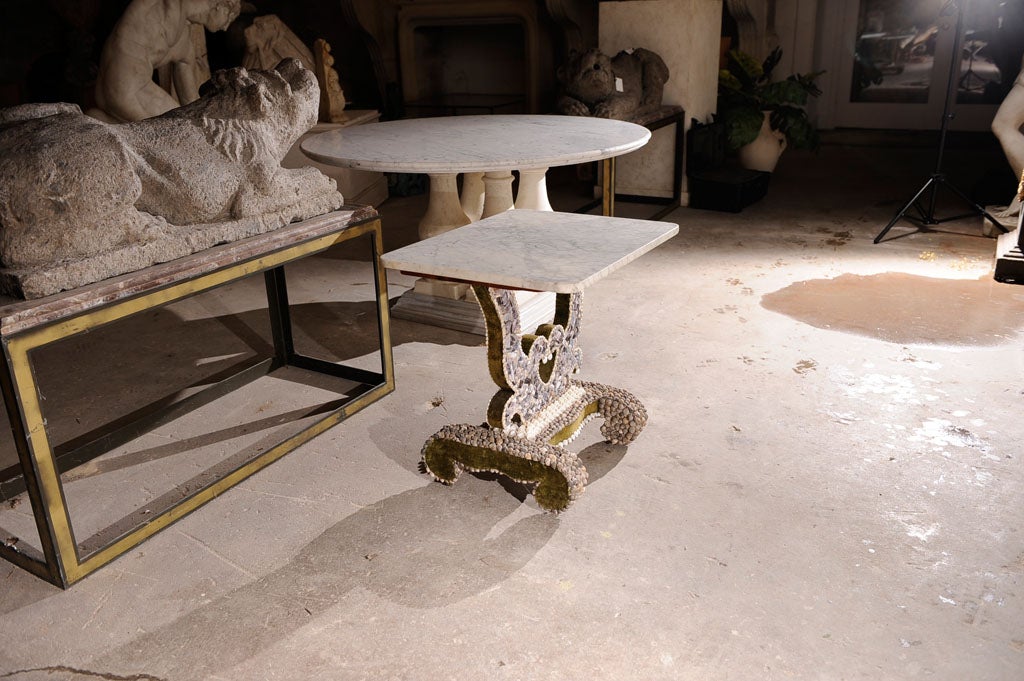 Victorian sea shell table, w/marble top For Sale 1